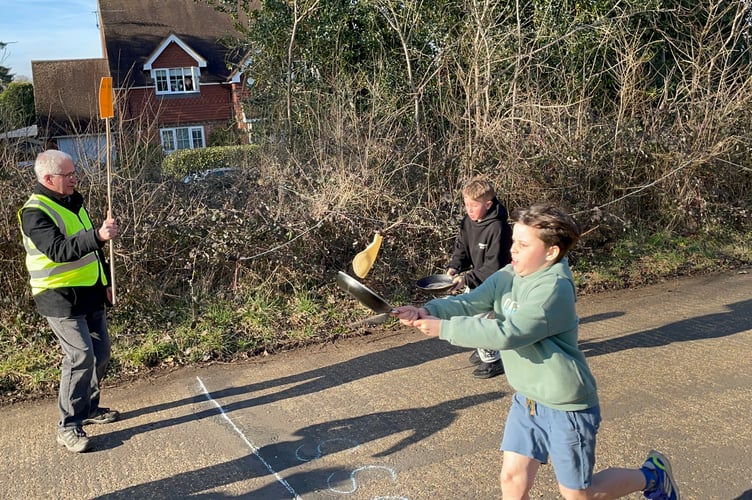 These racers were hoping to batter the opposition at the Big Elstead Pancake Race