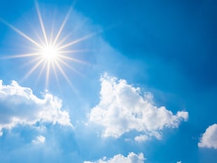 Sunny conditions now with a slight chance of rain tomorrow