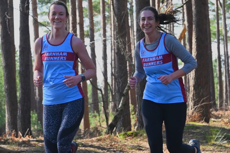 Lizzie Collins and Meg Grocott enjoy the race
