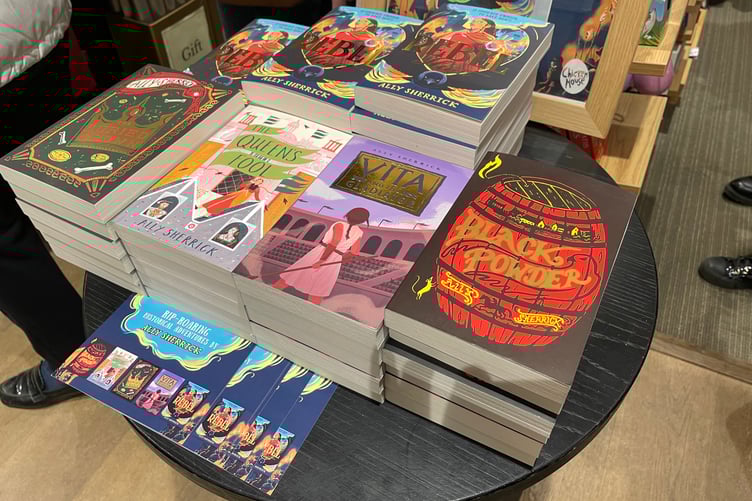 Some of Farnham author Ally Sherrick's books on display in Waterstones.