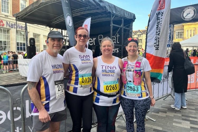 Duds Walker, Sam Walker, Tina Fairminer and Gemma Reeder at the start of Kingston Breakfast Run