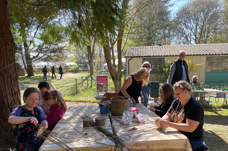 Basket weaving at the Surrey Hills Spring Fair 2025.