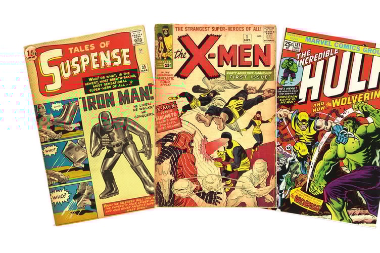 The trio of comics. In the world of Action Comics, nothing excites fans as much as the first appearance of a major character. Now Ewbank's are offering three rare vintage Marvel comics that feature the initial unveiling of the X-Men, Iron Man and Wolverine. Together they are expected to sell for as much as £13,000 at auction on April 9. The X-Men No. 1 was the first time any fan would have seen Stan Lees X-Men, Professor X and Magneto. The US Cents edition, published in 1963, carries a storyline that includes Cyclops, Jean Grey aka Marvel girl, Iceman, Angel Beast and Professor X, as well as Magneto. It has a sale guide of £4,000-5,000.