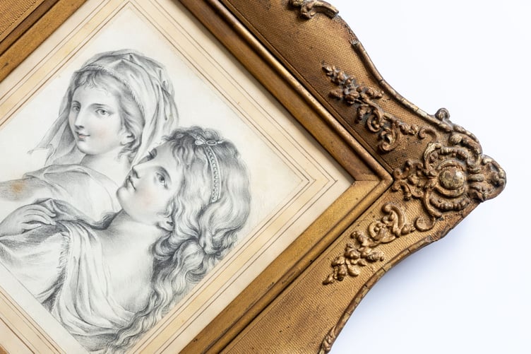 Cassandra Austen's 1795 hand-drawn copy of a plate from a 1786 instruction manual entitled Cipriani's Rudiments of Drawing.