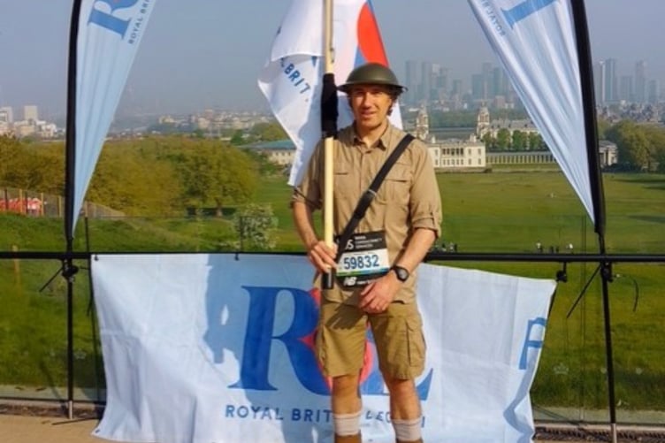Former soldier Seadhna Wilson of Four Marks ran the London Marathon for the Royal British Legion.