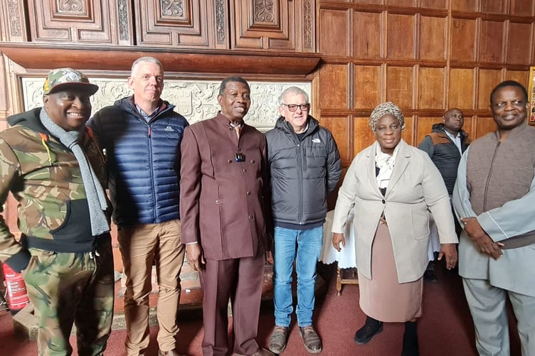 From left, Redeemed Christian Church of God’s UK Chairman Pastor Leke Sanusi, Andy Taylor (International Director of Ellel Ministries), General Overseer Pastor Enoch Adejare Adeboye, Robert Stee, Director of Glyndley Manor, Mother-in-Israel Pastor Folu Adeboye, and Continental Overseer for Europe, Pastor Dele Olowu.