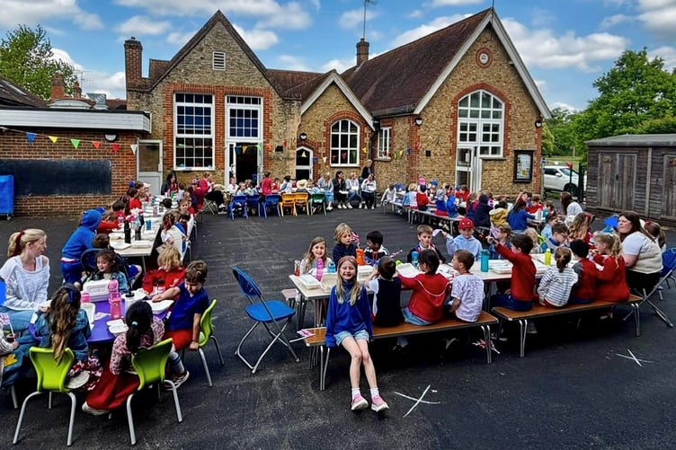 VE Day celebrations at St Mary's C of E Infant School, Frensham