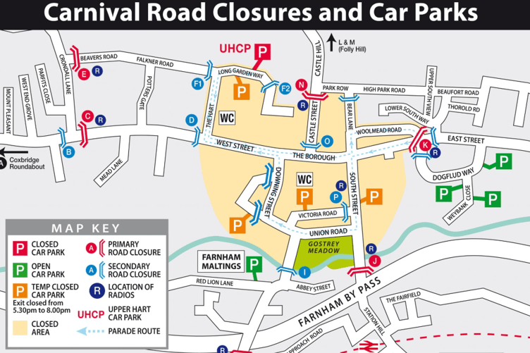 Farnham Carnival 2025 route