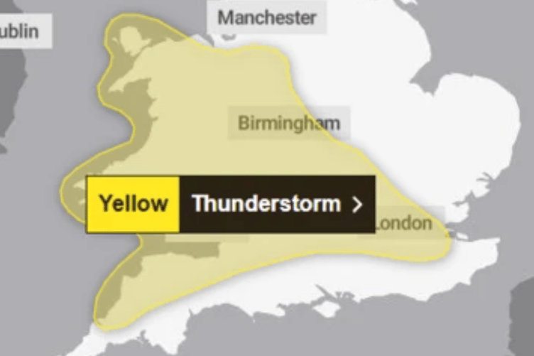 Met Office thunderstorm warning for Monday, May 12, 2025