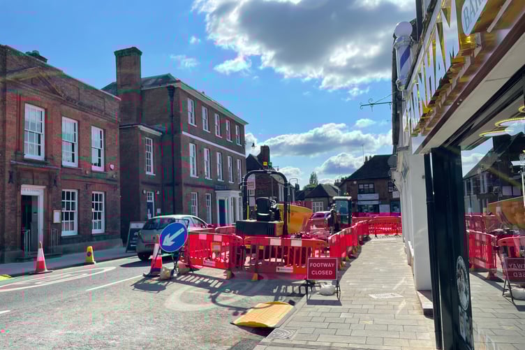 The roadworks in Downing Street, Farnham.