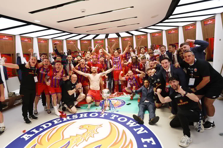 Aldershot Town celebrate winning the FA Trophy (Photo: Ian Morsman)