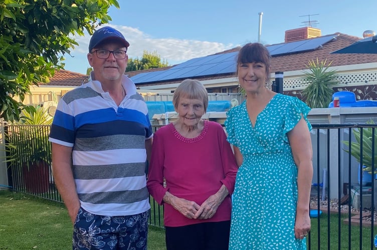Russell and Jenny Smith with Sheila Smith in Australia, now aged 94.