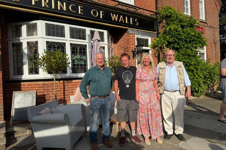 Nathan and Fiona Tough with Martin Coakley (right) and Mark Hurst (left) from Haslemere and District Community Hospital League of Friends