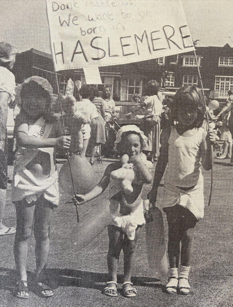 Protest to try to save Princess Margaret Maternity Unit, Haslemere High Street, July 7th 1984.