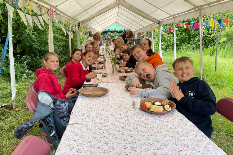 Pupils from Potters Gate C of E Primary School at the space2grow Big Lunch event.