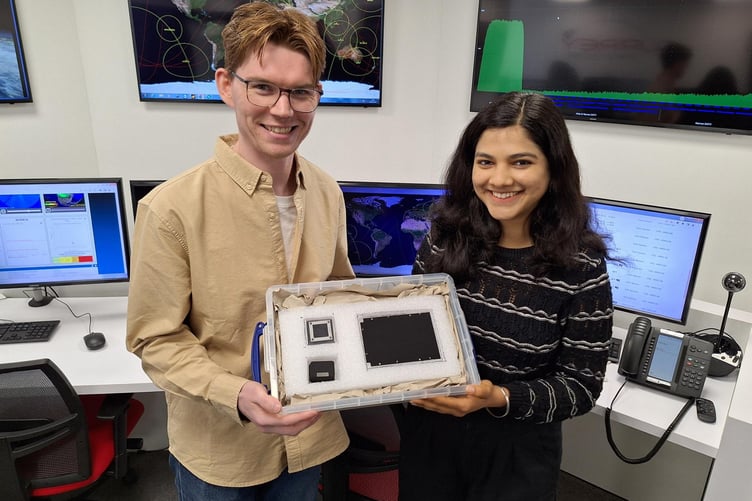 Dr Keiran Clifford, Senior Technologist and project lead at Surrey Nanosystems and Astha Astha, Postgraduate Research Student. British researchers are working to solve the problem of Elon Musk's reflective satellites - by painting them black. A new partnership between Surrey NanoSystems and the University of Surrey is aiming to tackle the growing problem, a major concern for astronomers worldwide. Their latest innovation, Vantablack 310, is a super-black coating designed to dramatically reduce the glare from satellites that interferes with astronomical observations. Only 2% of incoming light is reflected by the surface after product is applied, while the remaining 98% is absorbed. More than 8,000 low Earth orbit (LEO) satellites already orbit Earth and projections estimate a rise to 60,000 by 2030, partly driven by the development of mega-constellations.
