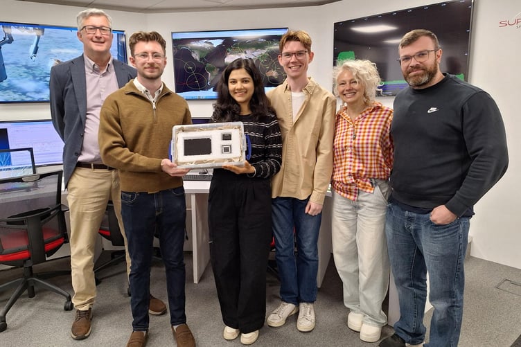Representatives from Surrey NanoSystems and the University of Surrey. From left to right: Professor Keith Ryden, James Whitfield, Astha Astha, Dr Keiran Clifford, Dr Noelia Noël and Luca Ferrian. British researchers are working to solve the problem of Elon Musk's reflective satellites - by painting them black. A new partnership between Surrey NanoSystems and the University of Surrey is aiming to tackle the growing problem, a major concern for astronomers worldwide. Their latest innovation, Vantablack 310, is a super-black coating designed to dramatically reduce the glare from satellites that interferes with astronomical observations. Only 2% of incoming light is reflected by the surface after product is applied, while the remaining 98% is absorbed. More than 8,000 low Earth orbit (LEO) satellites already orbit Earth and projections estimate a rise to 60,000 by 2030, partly driven by the development of mega-constellations.
