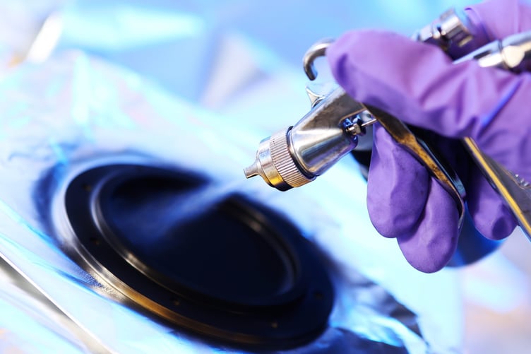 Image shows Vantablack being applied to a surface. British researchers are working to solve the problem of Elon Musk's reflective satellites - by painting them black. A new partnership between Surrey NanoSystems and the University of Surrey is aiming to tackle the growing problem, a major concern for astronomers worldwide. Their latest innovation, Vantablack 310, is a super-black coating designed to dramatically reduce the glare from satellites that interferes with astronomical observations. Only 2% of incoming light is reflected by the surface after product is applied, while the remaining 98% is absorbed. More than 8,000 low Earth orbit (LEO) satellites already orbit Earth and projections estimate a rise to 60,000 by 2030, partly driven by the development of mega-constellations.