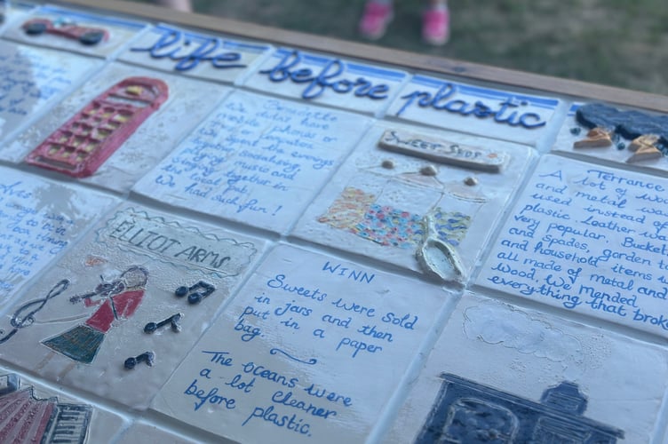 The collaborative ceramic story board by Woolmer Hill School and residents of Chestnut View Care Home
