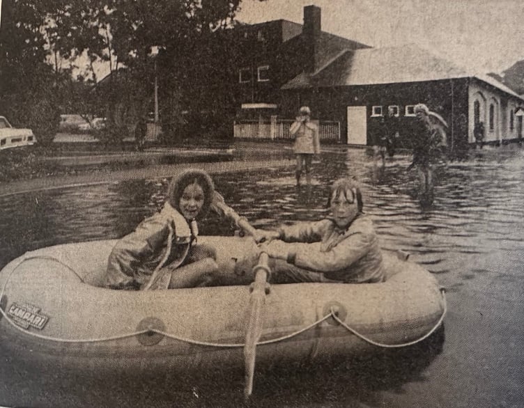 A rubber dinghy adds a bit of colour to the scene at the bottom of Vicarage Hill, Alton