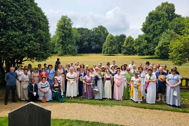 Jane Austen Literacy Foundation ambassadors, volunteers, donors and supporters gathered at Jane Austen’s statue in the churchyard in Chawton, to pay their respects