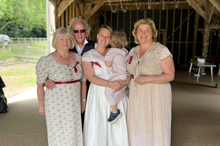 Four generations of Austen descendants – Carol and Jeremy Knight, with granddaughter Millie, great granddaughter Pea and daughter Caroline Jane Knight