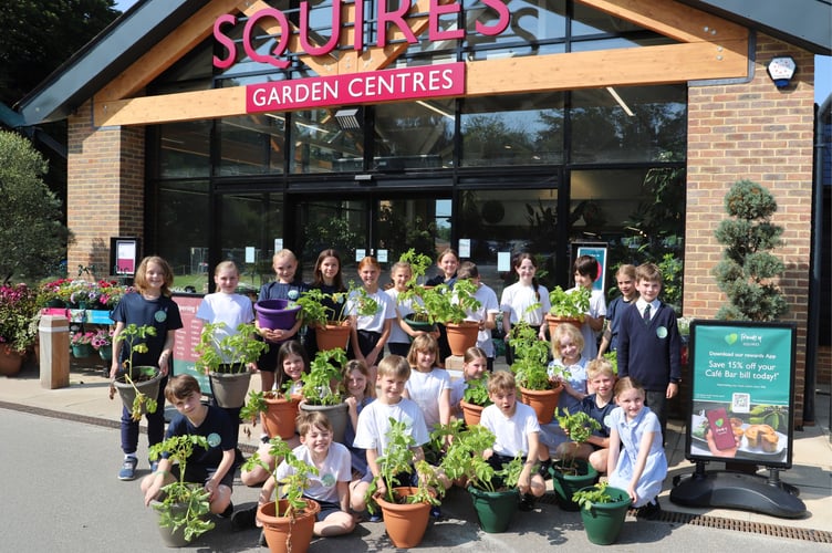Freshly grown and freshly cooked lead to smiles all round by pupils from Grayswood Primary School at Squire’s Milford following their participation in Squire’s Garden Centres Grow Your Own Chips initiative