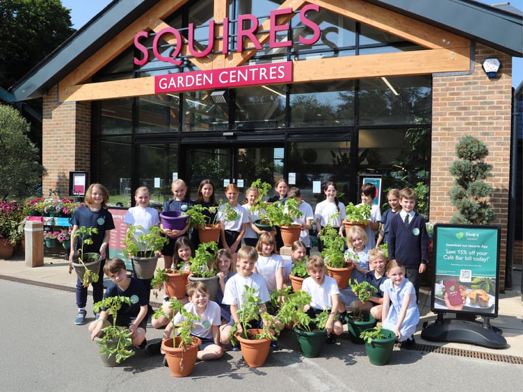 Freshly grown and freshly cooked lead to smiles all round by pupils from Grayswood Primary School at Squire’s Milford following their participation in Squire’s Garden Centres Grow Your Own Chips initiative