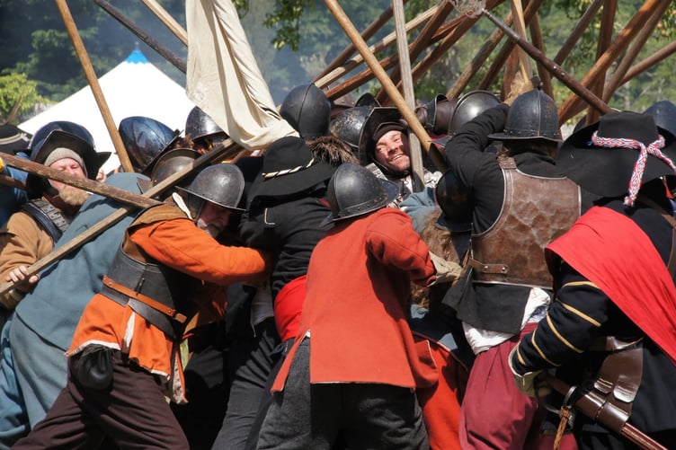 Even a re-enactment can get a bit heated at times. The Lord Hoptons Regiment of Foote at Titchfield Abbey.