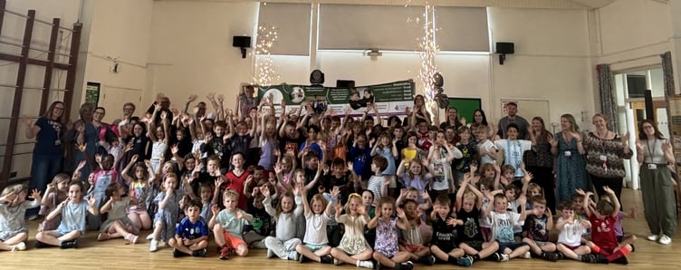 Fernhurst Primary School pupils and staff celebrate their Ofsted success, proudly rated ‘Good’ overall and ‘Outstanding’ for personal development