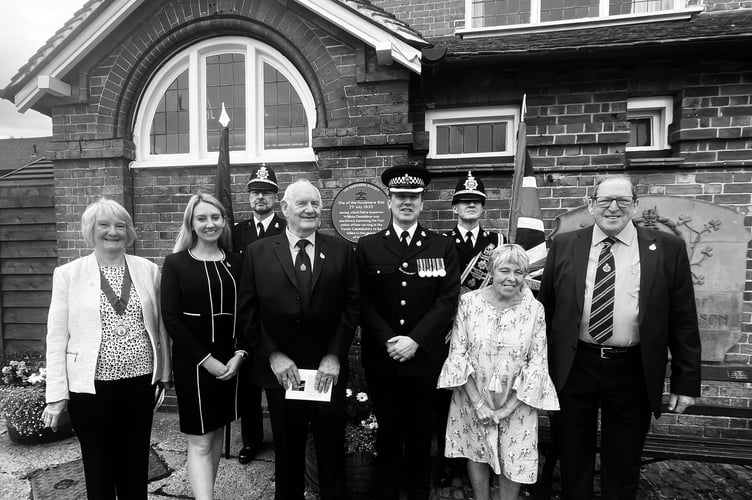 Serving and retired police officers, town councillors and residents gathered to remember the 'Hero of Haslemere'