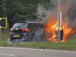 A31 shut as firefighters deal with car blaze