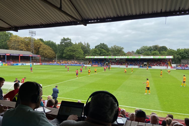 Action from Aldershot Town's National League game against Boston United