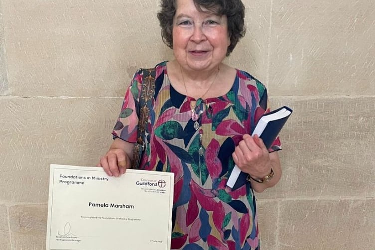 Pamela Marsham at Guildford Cathedral on the day of her licensing.
