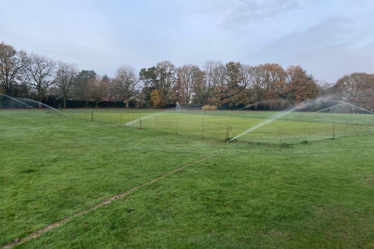 Sprinklers in action at Grayshott Cricket Club