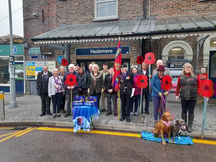 Volunteers at Haslemere Railway Station prepare for the 2025 Poppy Appeal, ready to collect donations and distribute poppies across the town.