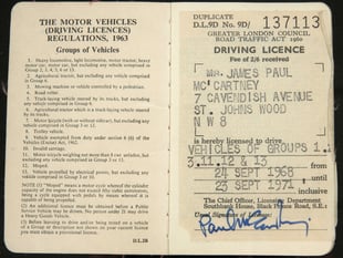 Paul McCartney's 1960s driving licence sells for £15k