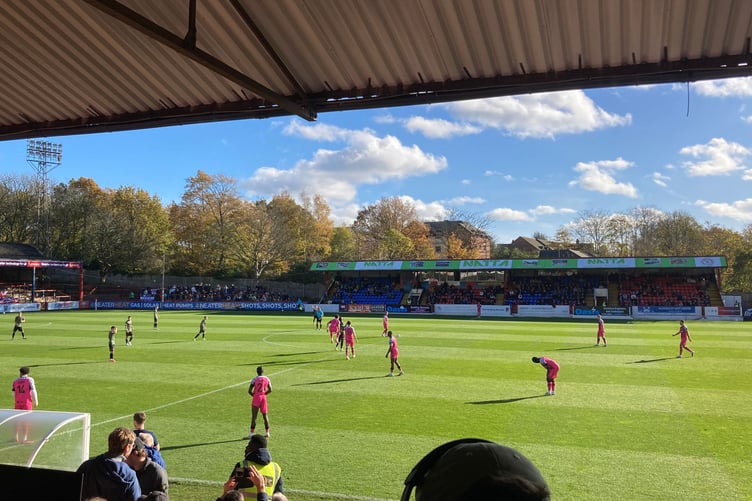 Action from Aldershot Town's National League game against Forest Green Rovers