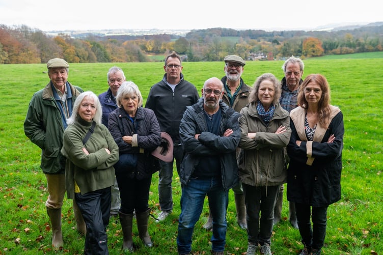 Angry locals opposing the proposed planning of houses in Alton, Hampshire 7th November 2025. // Villagers living in 'Jane Austen country' fear their rolling countryside could be covered in 20,000 new homes - but have vowed to fight back. Locals in East Hampshire are worried the green fields that inspired Pride & Prejudice could be 'concreted over' so Labour housing targets can be met. This is not the first time the land has been earmarked for development - with residents previously seeing off plans for 1,200 houses on Chawton Park in 2021, and objecting to a public consultation in 2024. A recently published Land Availability Assessment shows many patches earmarked as potentials for development across the East Hampshire District Council (EHDC) area