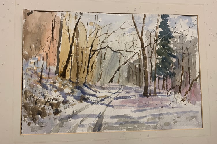 Winter scene painting by Kim Page, November 2025.