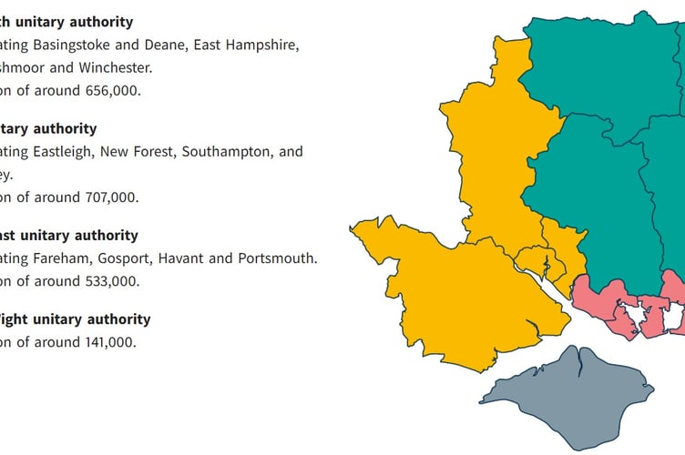 The option for four authorities in Hampshire, supported by East Hampshire District Council.