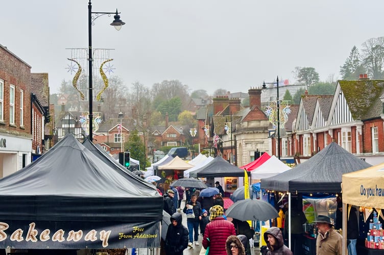 A soggy day didn't dampen the fun at Haslemere Christmas Market 2025