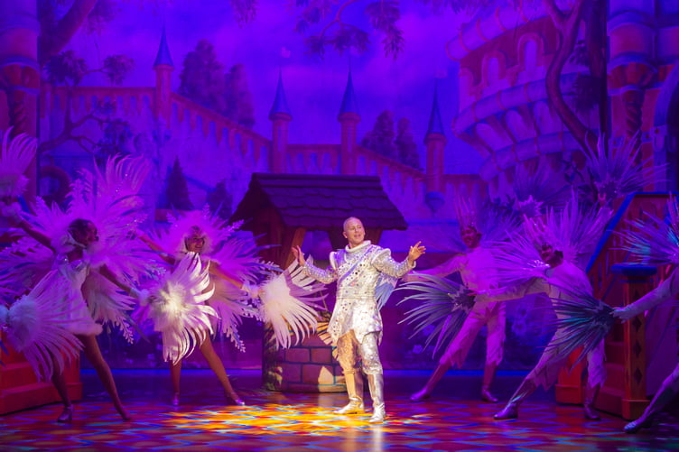 Rob Rinder as The Man in the Mirror in the production of Snow White and the Seven Dwarves at the New Victoria Theatre in Woking.