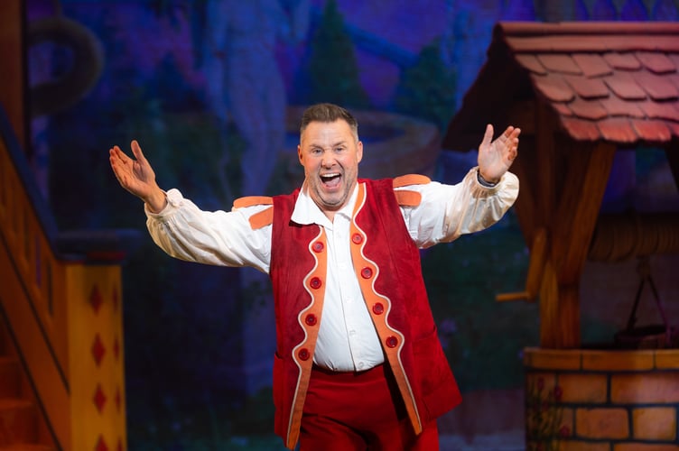 Aaron James as Muddles in the Woking pantomime Snow White in December 2025.