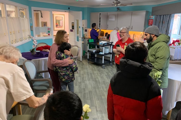 Members of the Ahmadiyya Muslim Youth Association during their visit to a care home in Godalming.