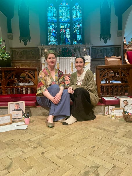 Rose Callaghan and Heidi Trask take part in the All Our Children vigil (left to right)