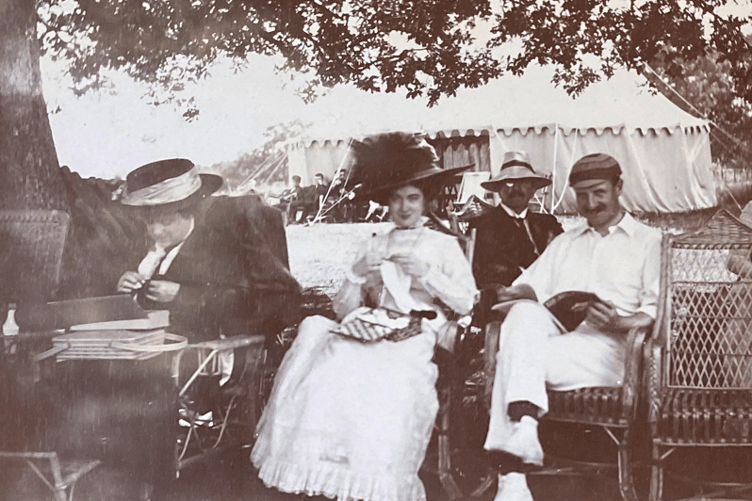 Guests enjoy some after-cricket relaxation at Frensham Hill.