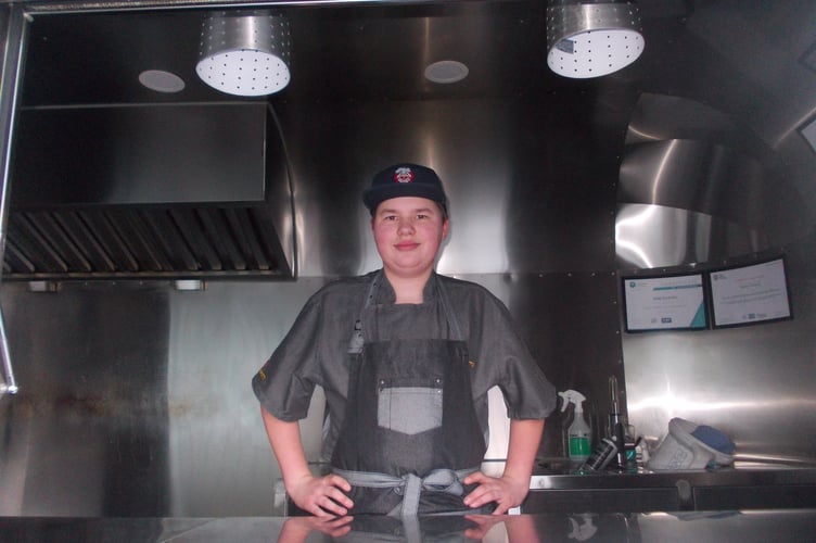 Dexter Olejarka gets ready to cook on the Crane Feasts food truck, Mill Lane, Alton, February 16th 2026.