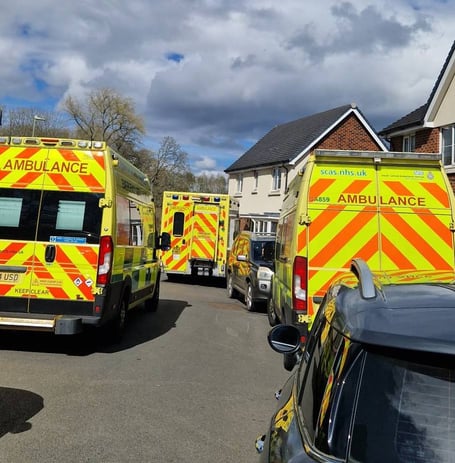Emergency crews at the scene on Lowsley Farm Drive following a serious medical incident on April 5. Credit: Sumi Olson