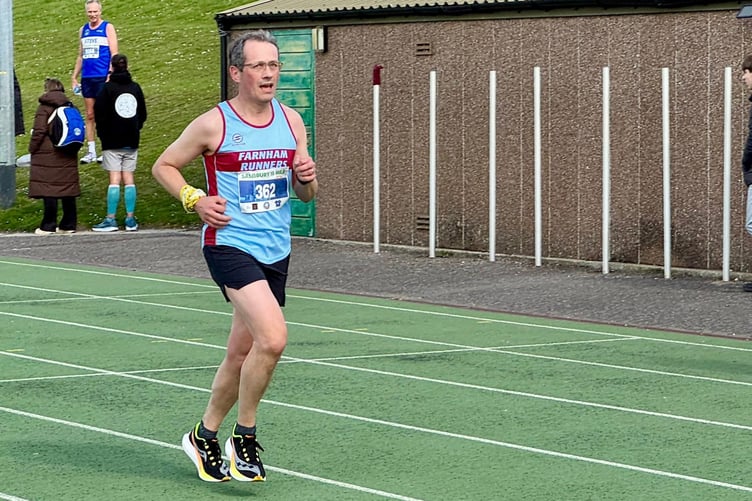 James Goodwin races to the line on the athletics track